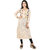 Shree Maa Boutique Women Khadi Style Straight Kurti With Hand Embroidery(cream color with stripe)