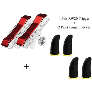 HBNS RW20 Trigger and Finger Sleeves Combo For BGMI PUBG 2 Pair (4 Sleeves), 1 Pair Trigger (Assorted Color)