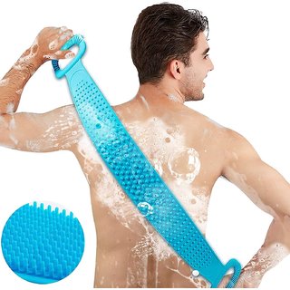 EXCLUSIVE Silicone Body Back Scrubber, Double Side Bathing Brush for Skin Deep Cleaning Massage, Dead Skin Removal
