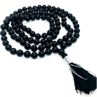                       Ceylonmine-Natural Black Tourmaline moti Mala for Pooja with 109 Beads                                              