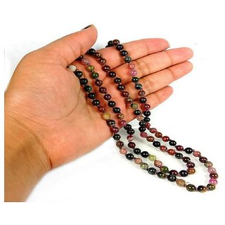                       Ceylonmine-Tourmaline mala Natural Malticolor Japa Mala with 108 Prayer Beads                                              