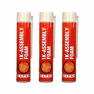                      ICFS 1k Assembly Polyurethane Expansion PU Foam Spray, 750 ml, Light Yellow - Pack of 3                                              