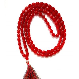                       Ceylonmine-Natural Clear Red Quartz Mala Crystal Stone Faceted Cut 108 Beads Jap Mala                                              