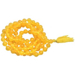                       Ceylonmine-Crystal Yellow Quartz Jap Mala 108 Beads for Meditation and Pooja                                              