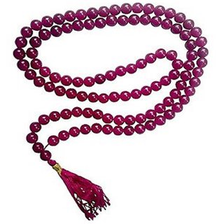                       Jaipur Gemstone-Natural Pink Quartz Stone Mala 108+1 Beads Mala Lab Certified                                              