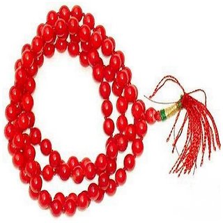                       Jaipur Gemstone-Clear Red Quartz Jaap Mala For Pooja and Astrology Certified (108+1 Beads)                                              