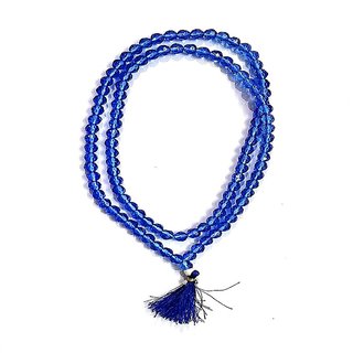                       Jaipur Gemstone-Natural Crystal Blue Quartz Mala 108+1 Beads Japa Rosary Spiritual Mala                                              