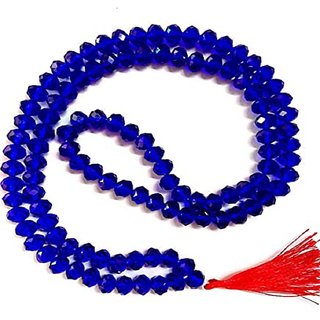                       Jaipur Gemstone-Natural Crystal Blue Quartz Mala 108+1 Beads Japa Rosary Spiritual Mala                                              