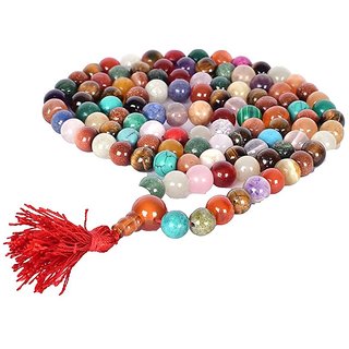                       Jaipur Gemstone-Malticolor Quartz 108+1 Beads Jaap Mala for Pooja and Astrology Certified                                              