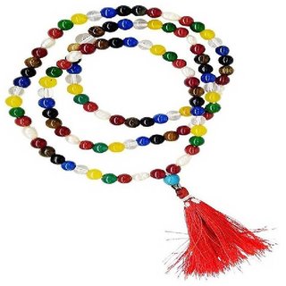Jaipur Gemstone-White Malticolor Prayer Japa Mala 108 + 1 Prayer A+ Beads Meditation Jaipur Gemstone-White Malticolor Prayer Japa Mala 108 + 1 Prayer A+ Beads Meditation