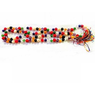                       Jaipur Gemstone-Malticolor Quartz Japa Mala Gemstone 108+1 Beads Mala for Wealth, Prosperity, Mental Piece Man & Women                                              