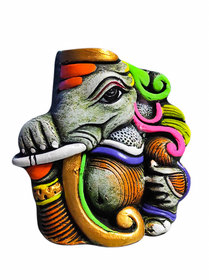 ORSOP Handmade Multipurpose Terracotta Lord Ganesh Idol Pen Stand/Flower Pot Terracotta Vase  (4.5inch, MULTICOLOR)