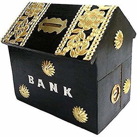 Wooden Hut Shaped Money Bank