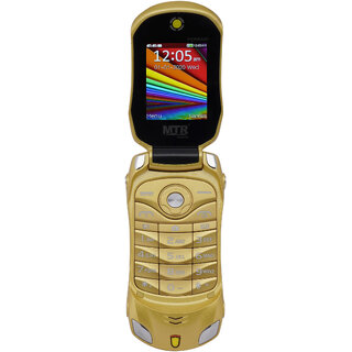                      MTR Farari Car Shaped Flip Mobile Phone,Dual Sim, 1100 Mah Battery, Camera, Bluetooth, Big Sound, Fm (Golden Color)                                              