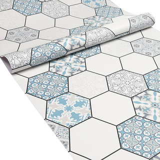                       JAAMSO ROYALS  Multi color Mosiac Design Kitchen Self Adhesive Floor Sticker Wallpaper ( 100 CM X 60 CM )                                              
