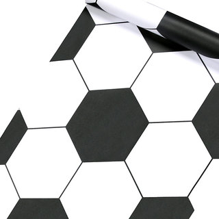                       JAAMSO ROYALS Black and Grey Hexagonal Design Kitchen Self Adhesive Floor Sticker Wallpaper ( 1000 CM X 60 CM )                                              