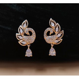 Neelam stylish Gold plated CZ/AD Drop Earring For Girls And Women