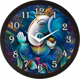 Eja Art  Plastic Analog (28x28) Ganesha Wall Clock for Office and Living Room (Brown, Plastic)