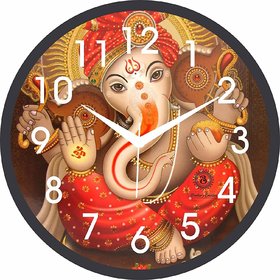 Eja Art Antique god Ganesha Wall Clock for Home/Living Room/Bedroom/Kitchen (Multicolour)