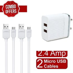 Dual USB 2.4 A Adapter with Micro USB Cables, Both Data Sync And Charging Cables