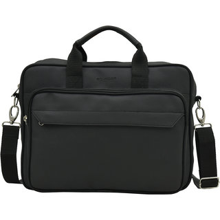                       AQUADOR laptop cum messenger bag with black faux vegan leather(AB-S-1463-Black)                                              