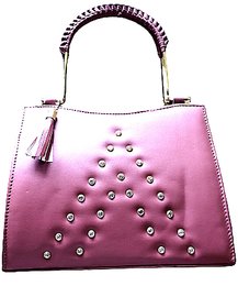 Fancy Stylish Decorative Medium Sized Women Shoulder And Handbag (Pink)