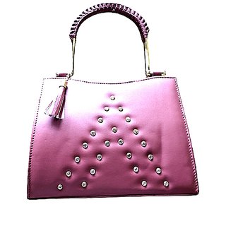                       Fancy Stylish Decorative Medium Sized Women Shoulder And Handbag (Pink)                                              