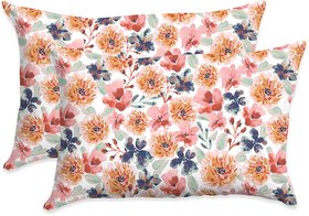 Cotton Candy - 100 Cotton Pillow Covers (Pack of 2) 18x 28 Inch , Floral Printed Set of 2 Pillow Cases, Regular Size