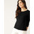DCROOZ Black Color 3/4 Sleeve T-Shirt for Women