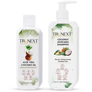 TRUNEXT ALOE VERA COCONUT OIL 200ML + COCONUT AVOCADO SHAMPOO 300ML- HAIRCARE KIT