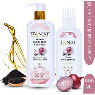 TRUNEXT ONION BLACK SEED SHAMPOO 300ML + ONION BLACK SEED HAIR OIL 200ML,HAIR CARE COMBO