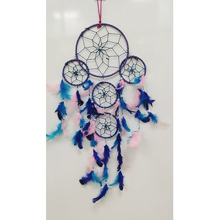                       JAAMSO ROYALS And Pink Feathers With Beaded Dream Catcher Wall hanging for Home/ office/car/Shop (Set of 1)                                              