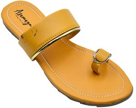 Asamayna Yellow Daily Wear Stylish Party Wear Slipper For Womens