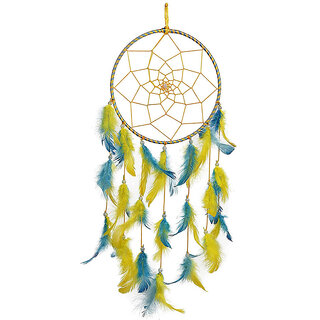                       JAAMSO ROYALS Ring Beaded Yellow  Blue Feathers Dream Catchers                                              