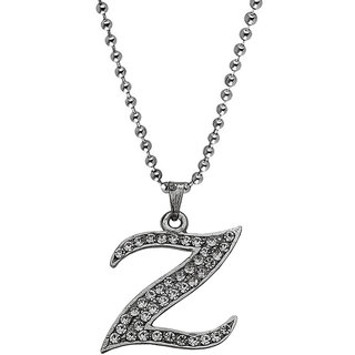                       Sullery Name English Alphabet Z Letter Initials Letter Locket Silver  Crystal  Zinc Alphabet Pendant                                              