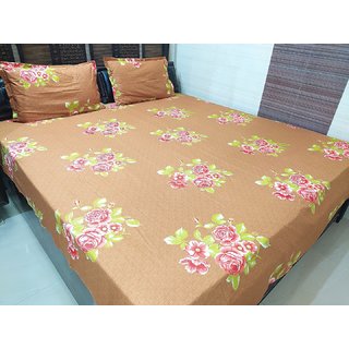                       ABC Textile Pure Cotton Super King Size Printed Double Bedsheet with 2 Pillow Covers (108x112 Inches)                                              