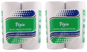 Vizio 2 Ply Kitchen Tissue/Towel Paper Roll - 4 Rolls (80 Pulls Per Roll)