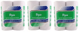 Vizio 2 Ply Kitchen Tissue/Towel Paper Roll - 6 Rolls (80 Pulls Per Roll)