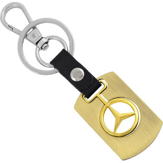                       MissMister Brass Micron Goldplated Stylish Luxury Car Keychain Keyring (MM6587CLRM)                                              