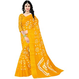                       SVB Saree Colour Yellow  Linen Bandhani Printed Saree                                              