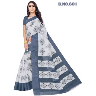                       Sharda Creation Grey Colour Linen Printed Saree                                              