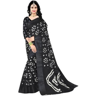                       Sharda Creation Blue  Colour Linen Bandhani Printed Saree                                              
