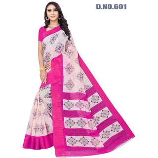                       Sharda Creation Pink Colour Linen Printed Saree                                              