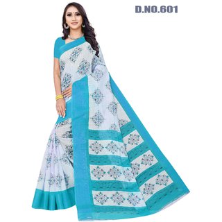                       Sharda Creation Sky Blue Colour Linen Printed Saree                                              