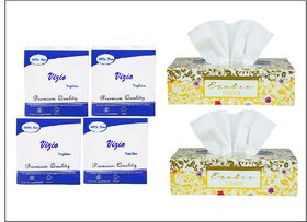 Vizio 2 Ply Facial Tissue-2 and Tissue Paper Napkin-4 (80 Pulls Per Roll)