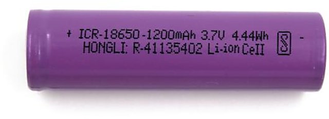 18650 1200maH Lithium Ion Battery Hongli 0.5C Rating 200 cycle at