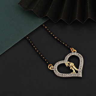 Lucky Jewellery 18K Gold Plated American Diamond (AD) Mangalsutra