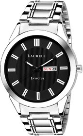 Laurels Men's Black  Silver Watch