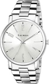 Laurels Men's Stylish Slim Silver Watch