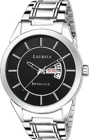 Laurels Men's Day  Date Black Dial Watch
